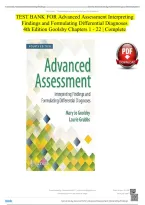 TEST BANK FOR Advanced Assessment Interpreting Findings and Formulating Differential Diagnoses 4th Edition Goolsby All Chapters 1 - 22 &vert; Complete Revised Edition 2026 GRADED A&plus;