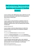 CMS pharmacology Proctored Exam Questions and Answers &lbrace;&rcub; &lbrace;Verified &NewLine;Answers&rcub;