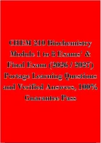 CHEM 210 Biochemistry Module 1 to 8 Exams' & Final Exam &lpar;2026 &sol; 2027&rpar; Portage Learning Questions and Verified Answers&comma; 100&percnt; Guarantee Pass