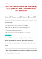 WGU D415 Software-Defined Networking&NewLine;&lpar;SDN&rpar; Questions With Verified Solutions&NewLine;And Rationales