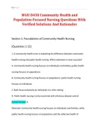WGU D450 Community Health and&NewLine;Population-Focused Nursing Questions With&NewLine;Verified Solutions And Rationales