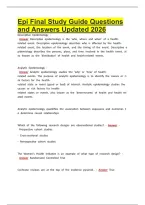 Epi Final Study Guide Questions and Answers Updated 2026