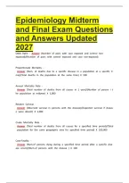 Epidemiology Midterm and Final Exam Questions and Answers Updated 2027 A&plus;