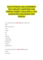 Healthstream Jane Assessment &NewLine;Test 2026&sol;2027 Questions And &NewLine;Verified Correct Solutions &vert;&vert; 100&percnt; &NewLine;Guaranteed Pass Brand New &NewLine;Version 