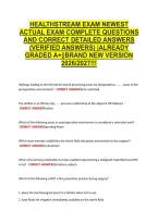 Healthstream Exam Newest &NewLine;Actual Exam Complete Questions &NewLine;And Correct Detailed Answers &NewLine;&lpar;Verified Answers&rpar; &vert;Already &NewLine;Graded A&plus;&vert;&vert;Brand New Version &NewLine;2026&sol;2027&excl;&excl;&excl; 