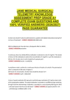 Jane Medical Surgical&sol; &NewLine;Telemetry Knowledge &NewLine;Assessment Prep Grade A&plus; &NewLine;Complete Exam Questions And &NewLine;100&percnt; Verified Answers &lpar;2026&sol;2027&rpar; &NewLine;Pass Guarantee 