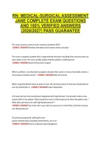 Rn&colon; Medical-Surgical Assessment &NewLine;Jane Complete Exam Questions &NewLine;And 100&percnt; Verified Answers &NewLine;&lpar;2026&sol;2027&rpar; Pass Guarantee 