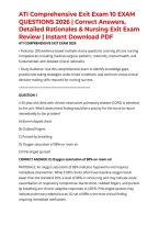 ATI Comprehensive Exit Exam 10 EXAM QUESTIONS 2026 &vert; Correct Answers&comma; Detailed Rationales & Nursing Exit Exam Review &vert; Instant Download PDF