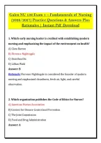 Galen NU 136 Exam 1 &ndash; Fundamentals of Nursing &NewLine;&lpar;2026&sol;2027&rpar; Practice Questions & Answers Plus &NewLine;Rationales &vert; Instant Pdf Download 