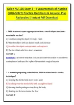 Galen NU 136 Exam 5 &ndash; Fundamentals of Nursing &NewLine;&lpar;2026&sol;2027&rpar; Practice Questions & Answers Plus &NewLine;Rationales &vert; Instant Pdf Download