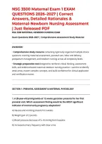 NSG 3500 Maternal Exam 1 EXAM QUESTIONS 2026&ndash;2027 &vert; Correct Answers&comma; Detailed Rationales & Maternal-Newborn Nursing Assessment &vert; Just Released PDF