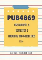 PUB4869 Assignment 4 Semester 2 &vert;&lpar;ANSWERS AND GUIDELINES&rpar;&vert;&vert; Due Date&colon;  October 2026