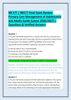 NR 577 &sol; NR577 Final Exam Review&colon; Primary Care Management of Adolescents and Adults Guide &lpar;Latest 2026&sol;2027&rpar; &vert; Questions & Verified Answers
