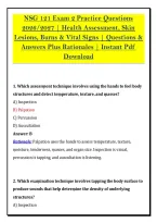 NSG 121 Exam 2 Practice Questions &NewLine;2026&sol;2027 &vert; Health Assessment&comma; Skin &NewLine;Lesions&comma; Burns & Vital Signs &vert; Questions & &NewLine;Answers Plus Rationales &vert; Instant Pdf &NewLine;Download
