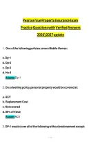Pearson VUE Property Insurance Exam Practice Test Bank 2026-2027 &vert; Verified Answers&NewLine;&NewLine;