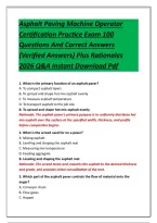 Asphalt Paving Machine Operator Certification Practice Exam 100 Questions And Correct Answers &lpar;Verified Answers&rpar; Plus Rationales 2026 Q&A Instant Download Pdf