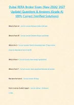 Dubai RERA Broker Exam &lpar;New 2026&sol; 2027 Update&rpar; Questions & Answers &lbrace;Grade A&rcub; 100&percnt; Correct &lpar;Verified Solutions&rpar;&NewLine;&NewLine;