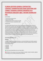Florida Certified General Contractor - Contract Administration Exam Questions And Correct Answers &lpar;Verified Answers&rpar; Plus Rationales 2026&sol;2027 Q&A &vert; Instant Download Pdf