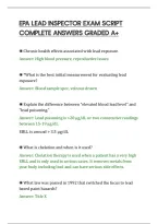 Epa Lead Inspector Exam Script&NewLine;Complete Answers Graded A&plus;