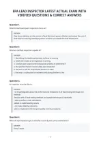 Epa Lead Inspector Latest Actual Exam With&NewLine;Verified Questions & Correct Answers