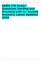 NURS 478 Exam 1 Questions and Answers &vert; A&plus; Graded Answers&comma; Stress and General Adaptation Syndrome&comma; DKA&comma; HHNS&sol;HHS&comma; Acute Kidney Injury &lpar;AKI&rpar;&comma; Diabetes Mellitus&comma; Hyperglycemia&comma; Liver Function&comma; Clotting and Critical Care Nursing &vert; Instant Download &vert; Updated 