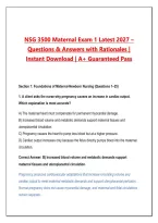 NSG 3500 Maternal Exam 1 Latest 2027 &ndash;&NewLine;Questions & Answers with Rationales &vert;&NewLine;Instant Download &vert; A&plus; Guaranteed Pass