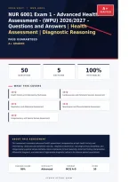  NUR 6001 Advanced Health Assessment Exam 1 WPU 2026&sol;2027 &ndash; Questions and Answers &vert; Complete Verified Answers &vert; Detailed Rationales &ndash; Pass Guaranteed &ndash; A&plus; Graded