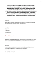 Emergency Management & Disaster Response Exam 2026&colon;&NewLine;Comprehensive University-Level Practice Test &mdash; 190 Original&NewLine;Multiple-Choice Questions with Correct Answers & Detailed&NewLine;Rationales Covering Disaster Risk Reduction&comma; Emergency&NewLine;Preparedness&comma; Incident Com