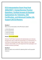 ECG Interpretation Exam Prep Pack 2026&sol;2027 &vert; Comprehensive Practice Questions&comma; Verified Answers & Detailed Explanations for Telemetry&comma; EKG Certification&comma; and Advanced Cardiac Life Support &lpar;ACLS&rpar; Mastery
