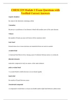 CHEM 219 Module 1 Exam Questions with&NewLine;Verified Correct Answers