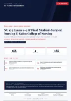 NU 155 Medical-Surgical Nursing I Exams 1&ndash;3 & Final Galen 2026&sol;2027 &ndash; Questions and Answers &vert; 100&percnt; Verified &vert; Detailed Rationales &ndash; Pass Guaranteed &ndash; A&plus; Graded 