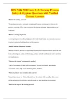 BSN NSG 3100 Units 1&ndash;2&colon; Nursing Process&comma;&NewLine;Safety & Hygiene Questions with Verified&NewLine;Correct Answers