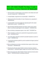 NSG 320 Adult Health Nursing I Exam 1&colon; Questions&comma; Correct Answers & Rationales