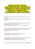Aboms Actual Exam All &NewLine;Questions And Well Elaborated &NewLine;Answers Top Rated Version For &NewLine;Already A&plus; Graded Highly &NewLine;Recommended &vert;New And Revised &NewLine; 