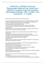 NURS 6521 &sol; NURS6521 Advanced Pharmacology Midterm Exam Actual Exam 2026&sol;2027 &vert; Complete Exam-Style Questions with Detailed Rationales &vert; 100&percnt; Verified &ndash; Pass Guaranteed &ndash; A&plus; Graded