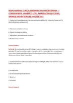 Renal Nursing&colon; Clinical Reasoning And Prioritization &mdash; &NewLine;Comprehensive University-Level Examination Questions&comma; &NewLine;Answers And Rationales For 2026-2027