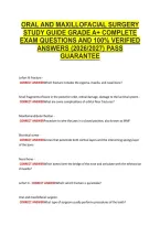 Oral And Maxillofacial Surgery &NewLine;Study Guide Grade A&plus; Complete &NewLine;Exam Questions And 100&percnt; Verified &NewLine;Answers &lpar;2026&sol;2027&rpar; Pass &NewLine;Guarantee 