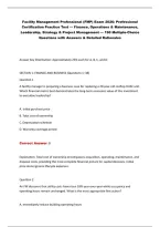 Facility Management Professional &lpar;FMP&rpar; Exam 2026&colon; Professional&NewLine;Certification Practice Test &mdash; Finance&comma; Operations & Maintenance&comma;&NewLine;Leadership&comma; Strategy & Project Management &mdash; 190 Multiple-Choice&NewLine;Questions with Answers & Detailed Rationales&NewLine;