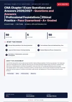CNA Chapter 1 Exam Professional Foundations 2026&sol;2027 &ndash; Questions and Answers &vert; Complete Verified Answers &vert; Detailed Rationales &ndash; Pass Guaranteed &ndash; A&plus; Graded