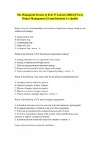 Project Management The Managerial Process by Eric W Larson Clifford F Gray Complete Questions and Verified Answers