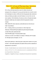 NSG-533 Advanced Pharmacology Questions&NewLine;with Verified Correct Answers
