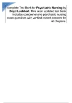 Test Bank for Psychiatric Nursing 8th Edition by Boyd & Luebbert &vert; All Chapters Questions & Answers