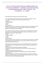 WGU C207 Data-Driven Decision-Making Final Exam Actual Exam 2026&sol;2027 &vert; Complete Exam-Style Questions with Detailed Rationales &vert; 100&percnt; Verified &ndash; Pass Guaranteed &ndash; A&plus; Graded