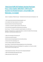 West Coast NURS 307 Pediatric Nursing Final Exam Prep &vert; Latest Update 2026&sol;2027 &vert; 200 Practice Questions & Detailed Answers &vert; Actual Q&A with Rationales &vert; A&plus; Graded&NewLine;&NewLine;