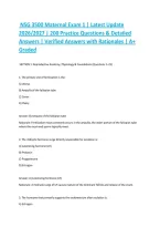 NSG 3500 Maternal Exam 1 &vert; Latest Update 2026&sol;2027 &vert; 200 Practice Questions & Detailed Answers &vert; Verified Answers with Rationales &vert; A&plus; Graded&NewLine;&NewLine;