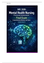 NR 326&colon; Mental Health Nursing &NewLine;Proctored Assessment Final &NewLine;Complete Certification Prep and &NewLine;Advanced Study Guide&colon; Detailed &NewLine;Topic Modules&comma; Extensive Test Bank &NewLine;Review&comma; Practice Questions&comma; and Final Exam Readiness Manual &NewLine;