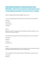 WGU D439 Foundations of Nursing OA Exam Prep 2026&sol;2027 &vert; 200 Practice Questions & Detailed Answers &vert; Actual Q&A Study Guide &vert; Guarantee Pass A&plus; Graded
