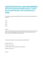 AHA ACLS Final Exam Prep &vert; Latest Update 2026&sol;2027 &vert; 200 Practice Questions & Detailed Answers &vert; Verified Answers with Rationales &vert; Most Comprehensive A&plus; Graded&NewLine;&NewLine;