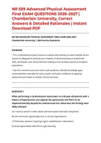 NR 509 Advanced Physical Assessment Final EXAM QUESTIONS 2026&ndash;2027 &vert; Chamberlain University&comma; Correct Answers & Detailed Rationales &vert; Instant Download PDF