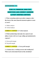 Ccim 101 Financial Analysis &ndash; &NewLine;Questions And Correct Answers &NewLine;&lpar;Latest Verified Content&rpar;